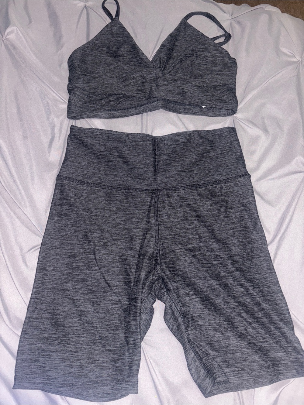Forever 21 Charcoal Gray Active Bralette & High-Waist Bike Shorts Set